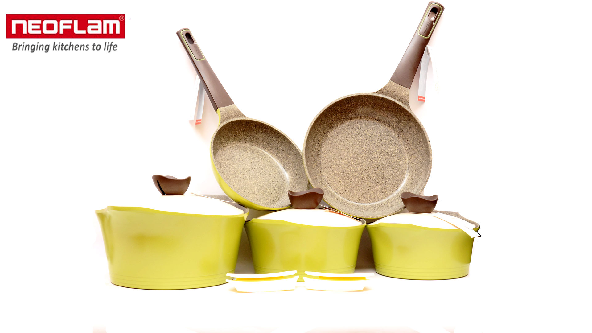 Neoflam 10pcs Green Aeni Ceramic Cookware Set#snb-410#