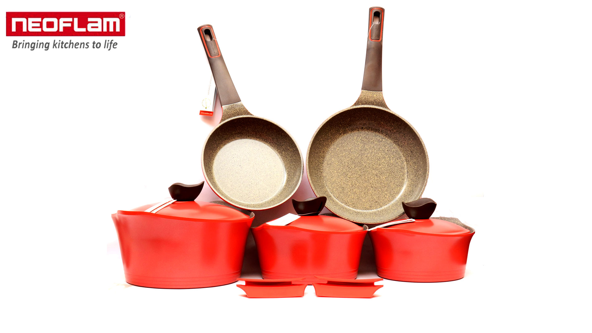 Neoflam 10pcs Red Aeni Ceramic Cookware Set#snb-411#